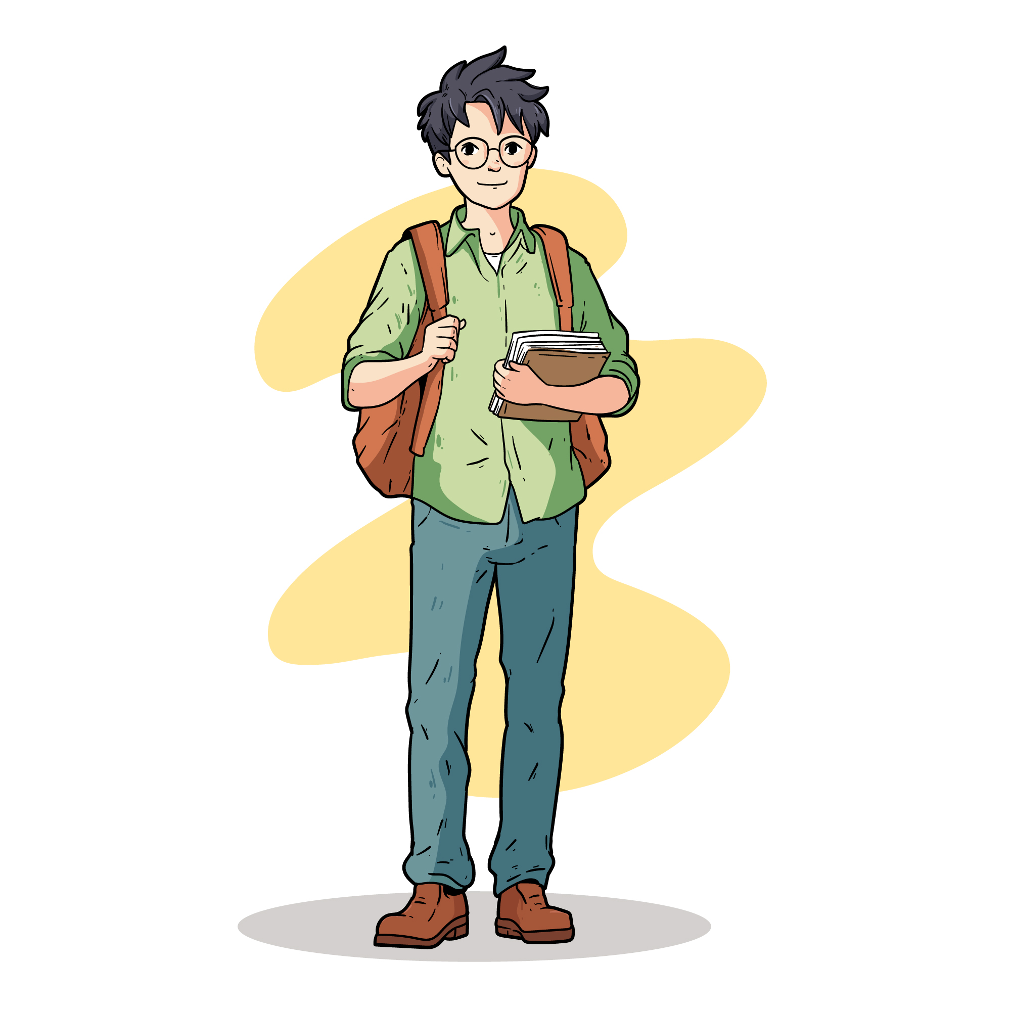 Student studying at home